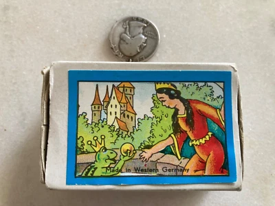 VTG 6 Sided Fairytale PUZZLE WOOD BLOCKS Matchbox WESTERN GERMANY RARE TINY TOY - Image 1 of 4