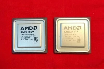  AMD-K6-200ALR Different Labels LOGOs (x2) K6 200 MHZ 200ALR Unique Lot 2 Pair  - Image 1 of 2