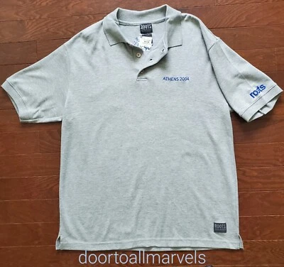 Camiseta polo de los Juegos Olímpicos de Atenas 2004 raíces atletismo hombres talla grande nueva camiseta de stock antiguo Foto 1 de 4