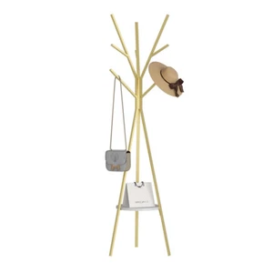 9 Hook Coat Hanger Stand 3-Tier Hat Clothes Rack Metal Tree Style Storage Gold - Picture 1 of 6