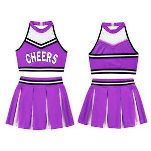 Girls Cheerleading Cosplay Cheer Leader Uniform Outfit Sleeveless Crop Top Gift