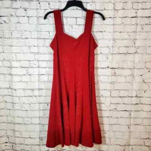 R & M Richard's Red Glitter Striped Sleeveless Midi Party Dress Size 10 - Picture 1 of 11
