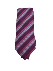 $118 Hugo Boss Men's Italy Purple Stripe Textured Skinny Silk Neck-Tie SZ 59 x 3 - Picture 1 of 3