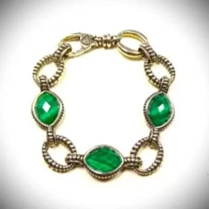 LAGOS Venus Sterling Silver Malachite Faceted Doublet Statioins Bracelet - Picture 1 of 7