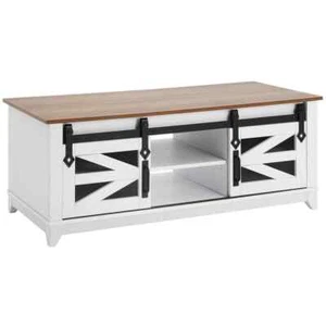 48 in. Farmhouse Coffee Table, Rectangle Coffee Table with 2-Sliding Barn Doors, - Picture 1 of 8