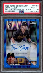 BB - 2023 Topps Chrome - Blue Raywave 16/150 - ACDM - Drew Maggi - PSA 10 - Picture 1 of 2
