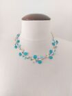  Lovely Turquoise Colored Beaded Hinged Silver Tone Necklace  Extender Chain
