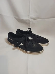 Kangaroos Flat Lace Up Sneaker Canvas Black Casual Deck Shoe With Pocket Women 9 - Picture 1 of 8