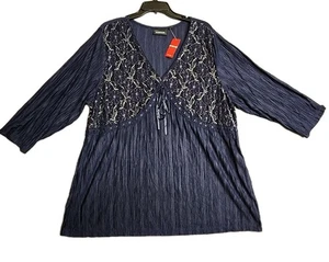 Blusa túnica pulóver floral azul marino talla grande 26/28 Avenue para mujer - Imagen 1 de 6