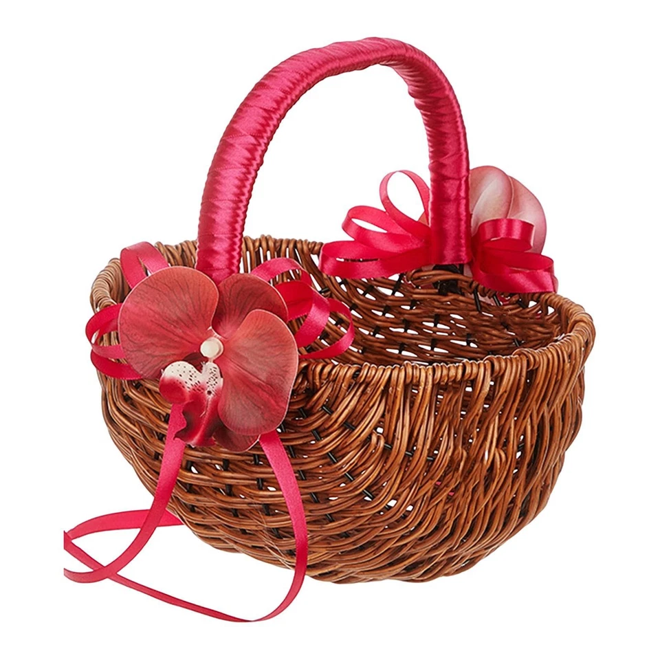 Flor Niña Cesta Tejido Almacenamiento Portátil Decoración Novia Accesorios Regalo Foto 1 de 1
