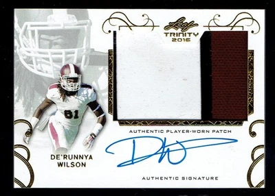 2015 Leaf Trinity De'Runnya Wilson Rookie Patch Autograph Auto RC Football Card - Image 1 of 2