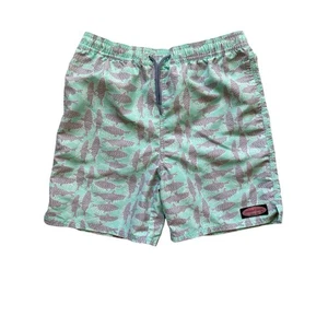 Vineyard Vines Swim Trunks Boys Size 16 Large Blue Gray Fish Elastic Waist Tie - Picture 1 of 5