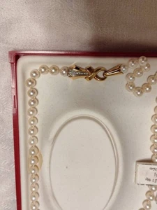 collana perle akoya mikimoto lunga cm 55 con chiusura in oro  18k e brillanti - Foto 1 di 7