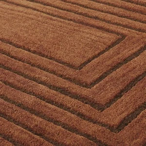 Hand Tufted Rust Geometric Area Rug 5x8 Ft –Modern Textured Maze Design for Home - Picture 1 of 9