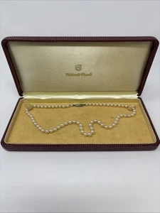 Vintage Signed Mikimoto Necklace Akoya Pearl Necklace 5mm Silver 16” With Case - Picture 1 of 8