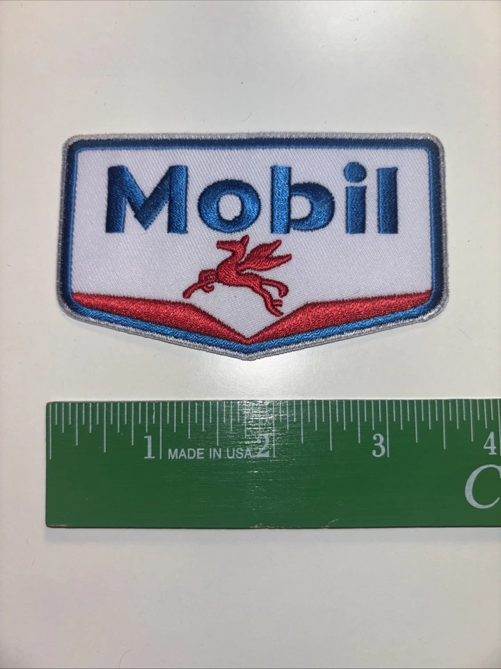 MOBIL OIL & GAS Embroidered Iron-On Uniform-Jacket Patch 4” - Image 1 of 1