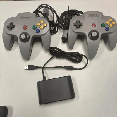 JOYPAD ORIGINALE NINTENDO 64 N64 (X2) + CONVERTER USB - Immagine 1 di 4