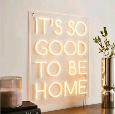 ANYWIN Dunelm Good To Be Home Neon Sign Wall Decor, H 60cm W 45cm D 1.2cm Warm White