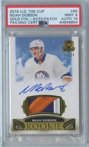 Parche de novato UD The Cup Noah Dobson #99 Gold Foil 2019-20 automático RPA/24 PSA 9/10 - Imagen 1 de 2