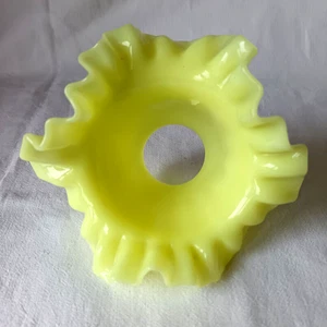 ANCIENNE TULIPE EN PATE DE VERRE JAUNE "RARE" A BORDS PLISSES - Foto 1 di 5