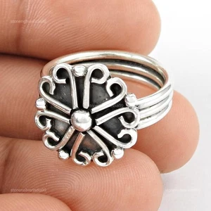 Artisan 925 Solid Sterling Silver Jewelry Statement Ring Size 4.5 A23 - Picture 1 of 5