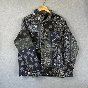 Eighty Eight Mens XL Blue Paisely Hemp Leaf Bandanna quilted jacket - Picture 1 of 8