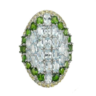 925 Sterling Silver Ring Oval Aquamarine Sapphire Natural Gemstone Jewelry Sz 7. - Image 1 of 4