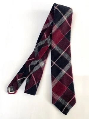 Corbata Corniche Vintage Mezcla Lana Cuadros Negro Rojo Clásica Foto 1 de 4