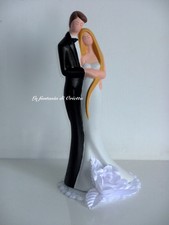 Cake topper SPOSI ABBRACCIATI matrimonio nozze porcellana decorazione torta