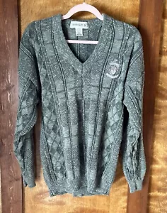 Maglione Golf Uomo Vintage Grande Slam Grigio/Verde Logo Ricamato Crest Taglia M - Foto 1 di 5