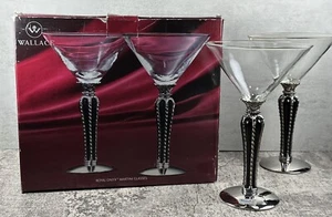 Wallace Silversmiths Royal Onyx MARTINI Glasses in Original Box - A Pair - Picture 1 of 5