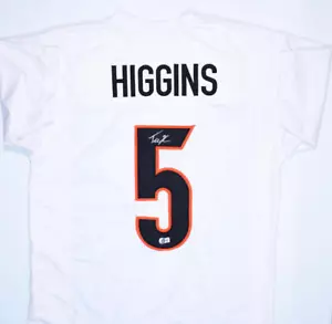Tee Higgins Autographed White Pro Style Jersey - Beckett W Hologram *Silver - Picture 1 of 12