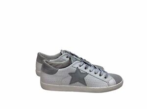 scarpe sneakers basse pelle traforata bianco grigio camoscio Via Condotti stella