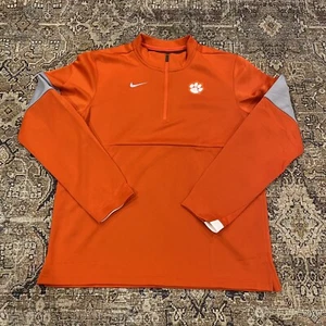 Clemson Tigers Nike Orange Grey Men's Medium Quarter Zip Sweatshirt - Picture 1 of 8