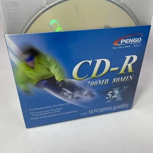 Pengo CD-R 700 MB 52X 80 Minutes Discs with Case 10 Pack New Sealed - Picture 1 of 7