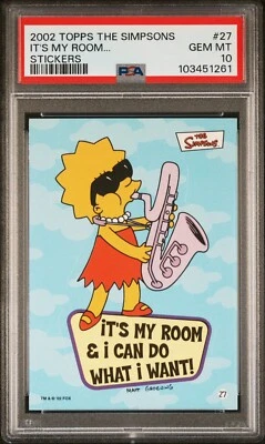 Pegatinas Topps Los Simpson 2002 Lisa It's My Room... #27 PSA 10 gemas como nuevas Pop 3 Foto 1 de 4