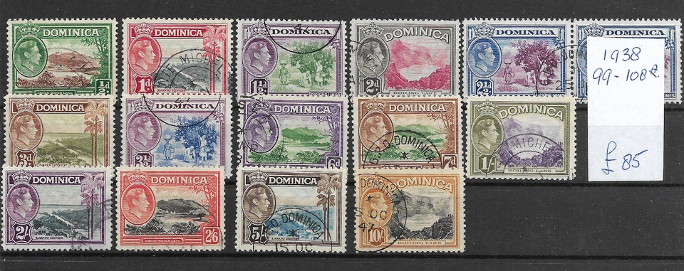 BRITISH DOMINICA @ SG 99/108a  1938 DEFINITIVE SET USED Nice Priced  @GB1572 - Image 1 of 1