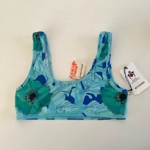 Free People Roopa x Beth Richards Basic B Bikini Top. Blue Tropic/Green. Medium - Picture 1 of 3