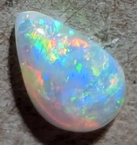 0.47ct Light Crystal Opal Red Multicolor Pear Coober Pedy AU - Picture 1 of 11