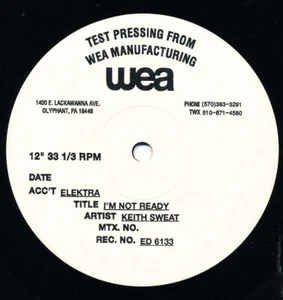 KEITH SWEAT TEST Pressing - I'm Not Ready 12" 33 RPM WEA - ED 6133 - Picture 1 of 2