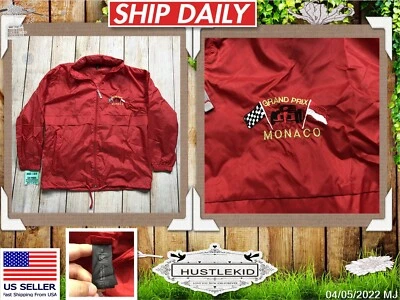 Chaqueta cortavientos roja con cremallera completa MONACO Grand Prix DE COLECCIÓN EMPAQUETABLE pequeña S🔥ME Foto 1 de 4