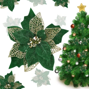Paquete de 12 flores artificiales de Pascua con purpurina para cabina - Bild 1 von 12
