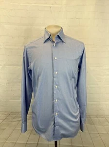 COMTEMPORARY FIT Eton Men's Light Blue Textured Cotton Dress Shirt 15.5 39 $395 - Picture 1 of 9