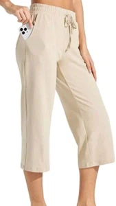 Siliteelon Women's Wide Leg Pants Summer Loose Palazzo Capri Pants Casual Size M - Picture 1 of 8