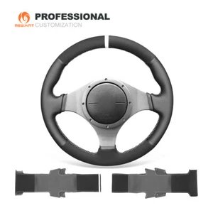 Black Suede Leather Steering Wheel Cover Mitsubishi Lancer Evolution 8 VIII 9 IX - Imagen 1 de 10