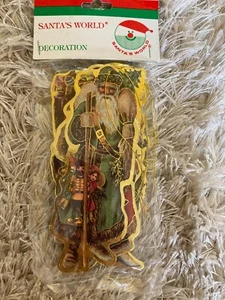 Vintage 1980er Santas Weltdekorationen/Ornamente - dicker Karton, langlebig - Bild 1 von 9