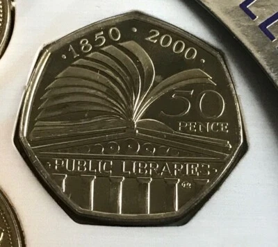 2000 PUBLIC LIBRARIES 50 PENCE COIN BRILLIANT UNCIRCULATED BU - Image 1 of 3