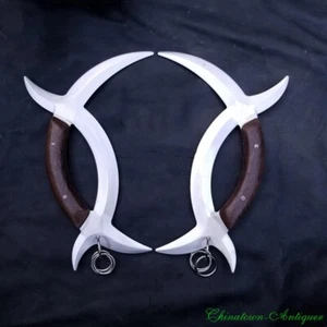 Japanese Ninja Deer Horn Knife Sword Double Ye-tomahawk Ziwu Yuanyang Tomahawk - Picture 1 of 18