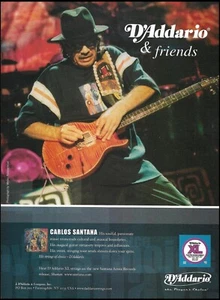 Carlos Santana 2002 D'Addario Cuerdas en Guitarra PRS Publicidad Anuncio Impresión - Imagen 1 de 3
