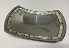 Vgt Towle Silversmith Mother Of Pearl Inlay Tray Brand Stamped 11” x 7” Vintage